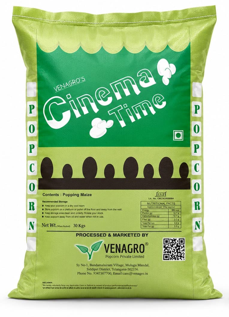Cinema Time raw popping-maize bag