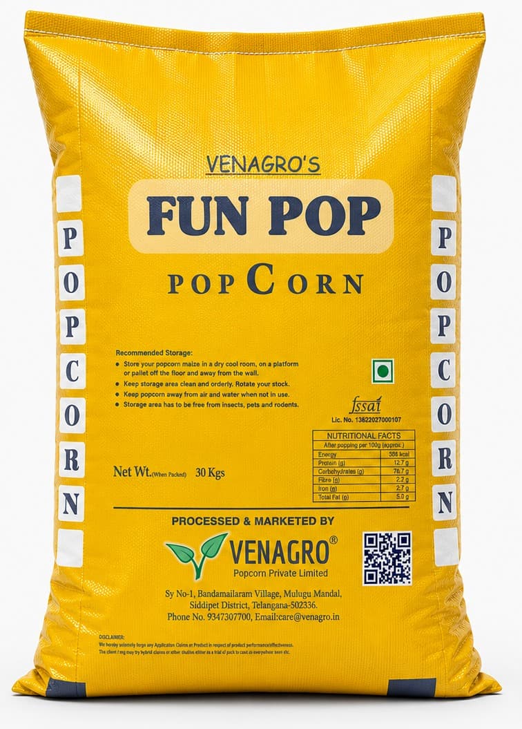 Fun Pop raw popping-maize bag