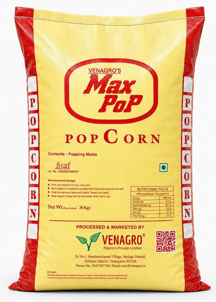 Max Pop raw popping-maize bag