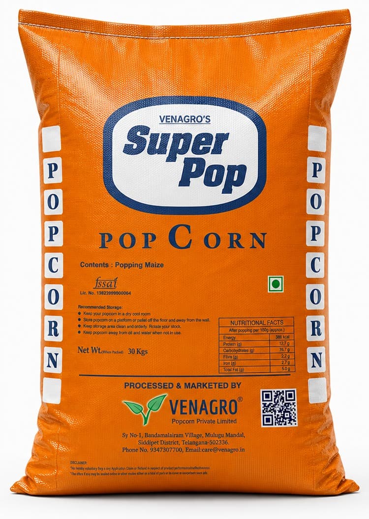 Super Pop raw popping-maize bag