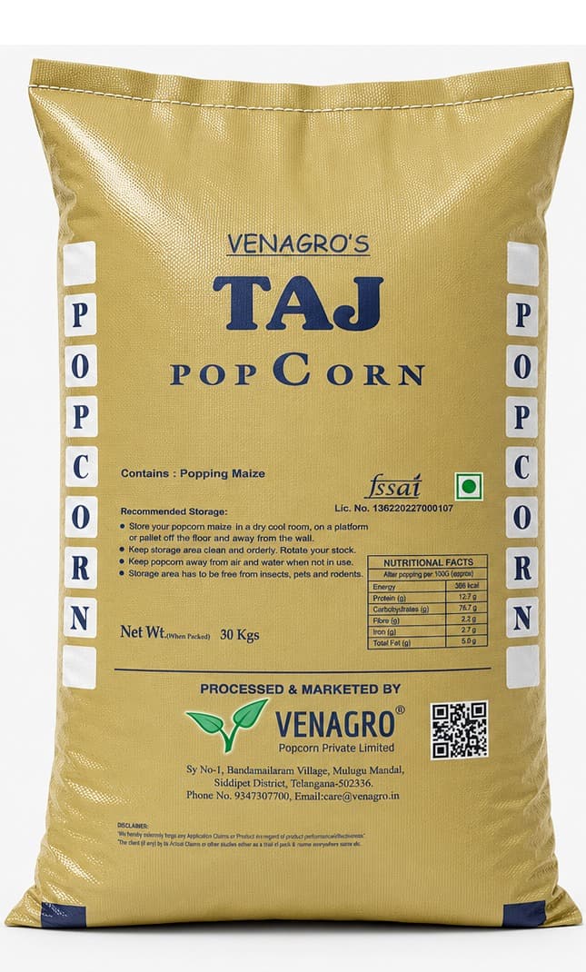 Taj raw popping-maize bag