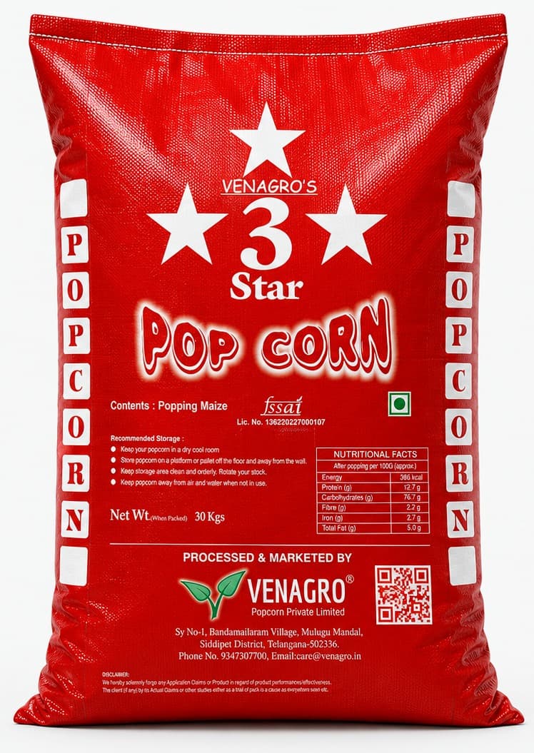 3 Star raw popping-maize bag